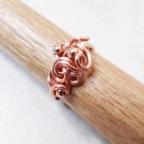 Stunning & One-of-a-kind Copper Wire Ring - Size 6.75-7 - Girly Swirly & Curly! - Picture 6 of 11